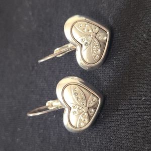Brighton Silver Heart Sweet Embrace Leverback Earrings
